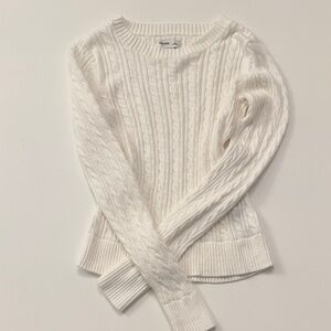 Hollister White Cable Knit Sweater